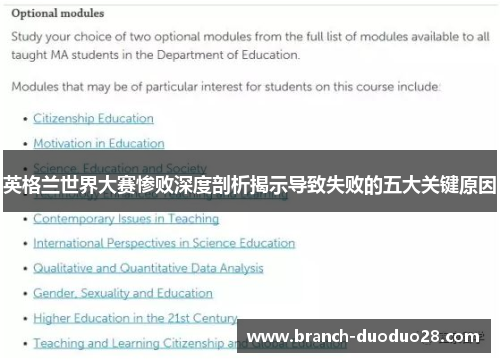 英格兰世界大赛惨败深度剖析揭示导致失败的五大关键原因